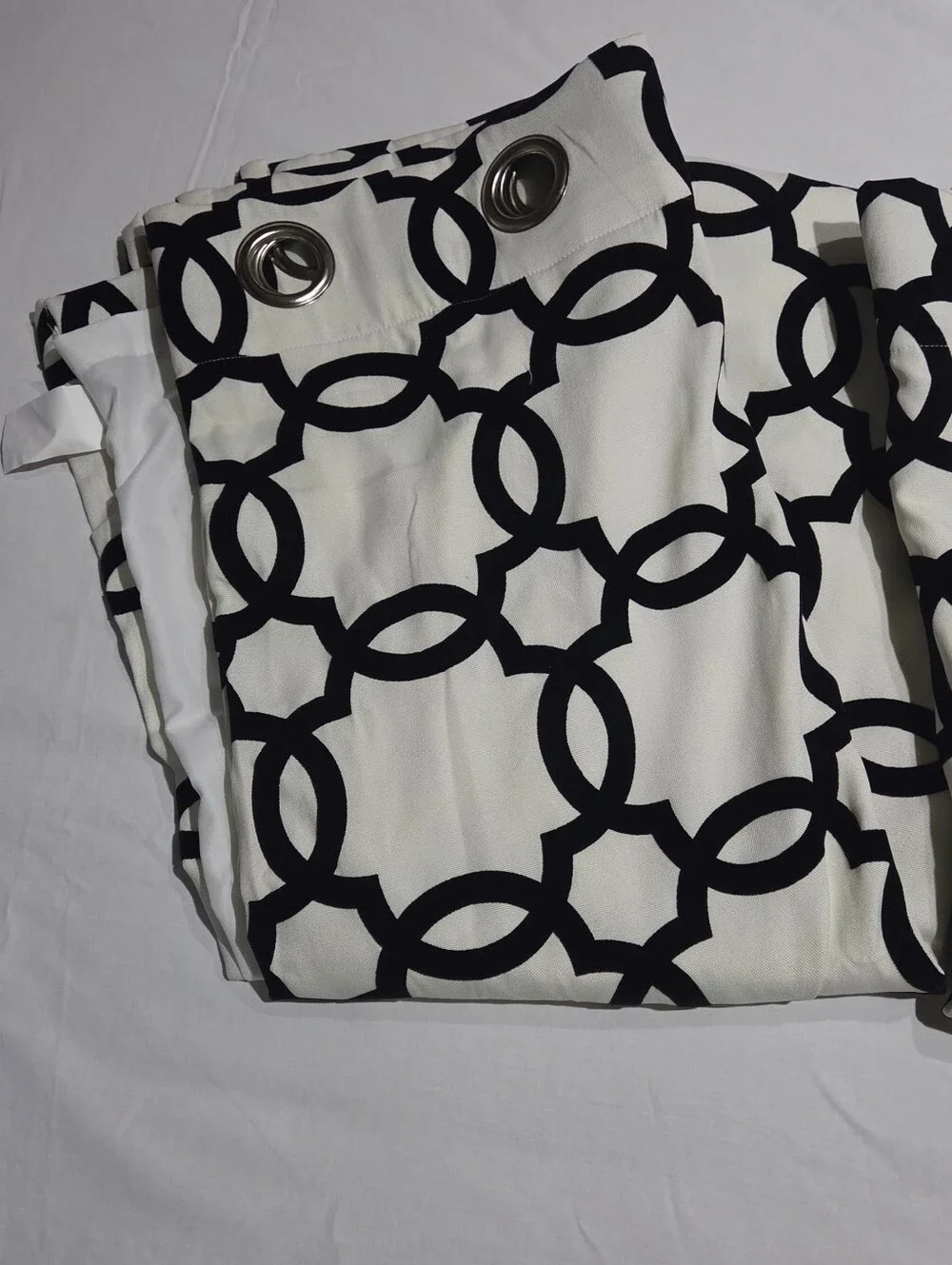 Pier 1 Imports White Black Velvet Arabesque Curtain Panels Set of 2 50